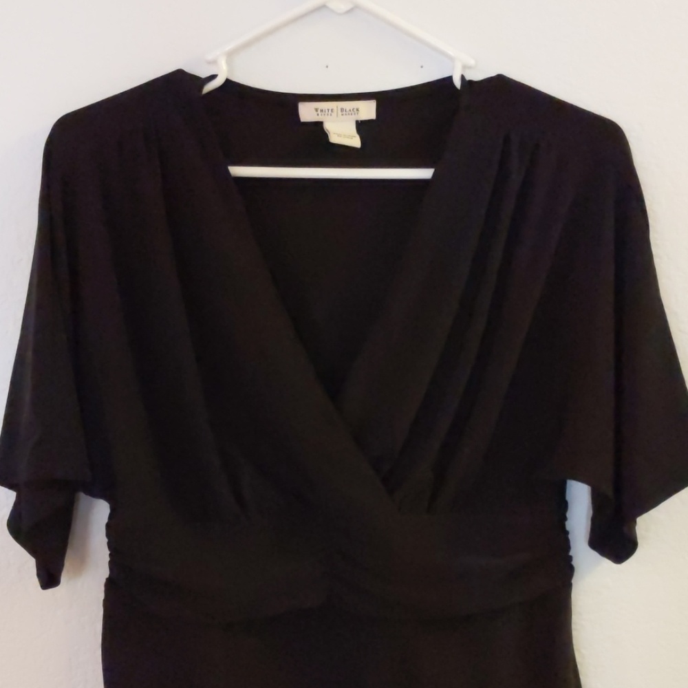 White House Black market black flowy silky blouse